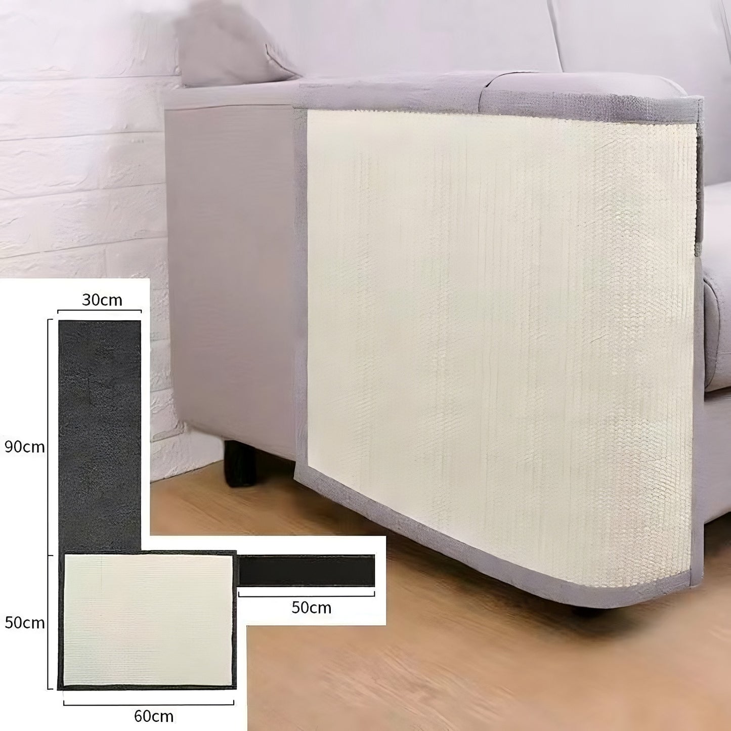 Eco-Friendly Cat Scratch Sofa Protector (Left Hand) | Durable Linen & Sisal Surface
