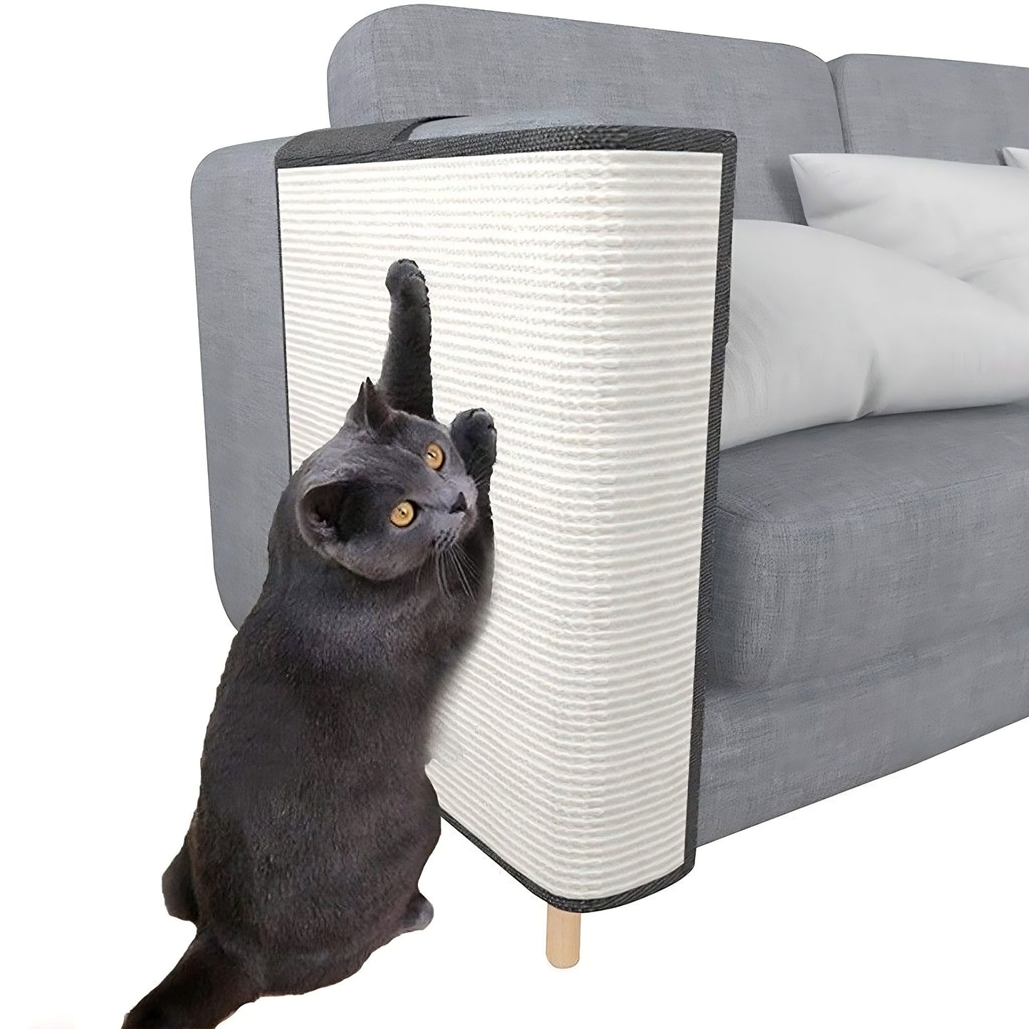 Eco-Friendly Cat Scratch Sofa Protector (Left Hand) | Durable Linen & Sisal Surface