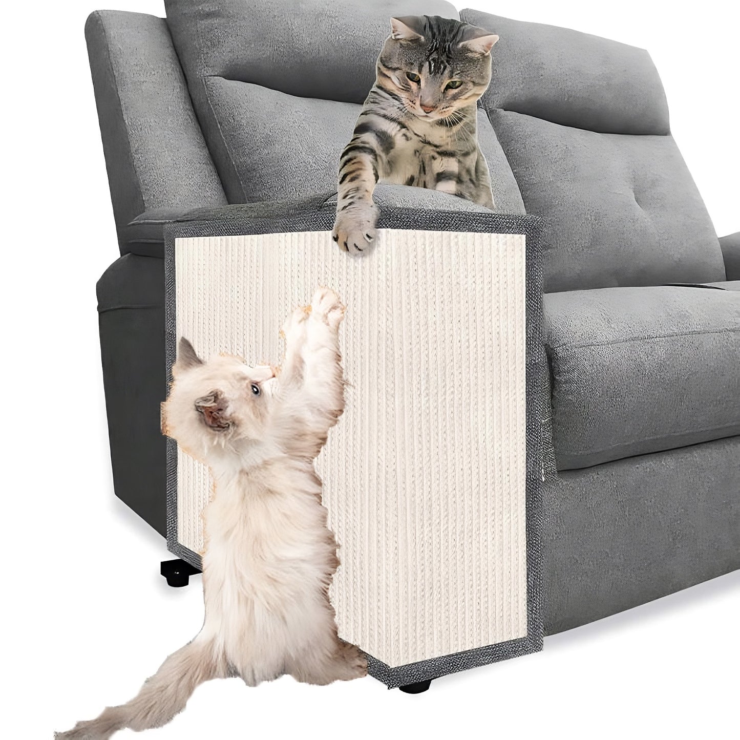 Eco-Friendly Cat Scratch Sofa Protector (Left Hand) | Durable Linen & Sisal Surface