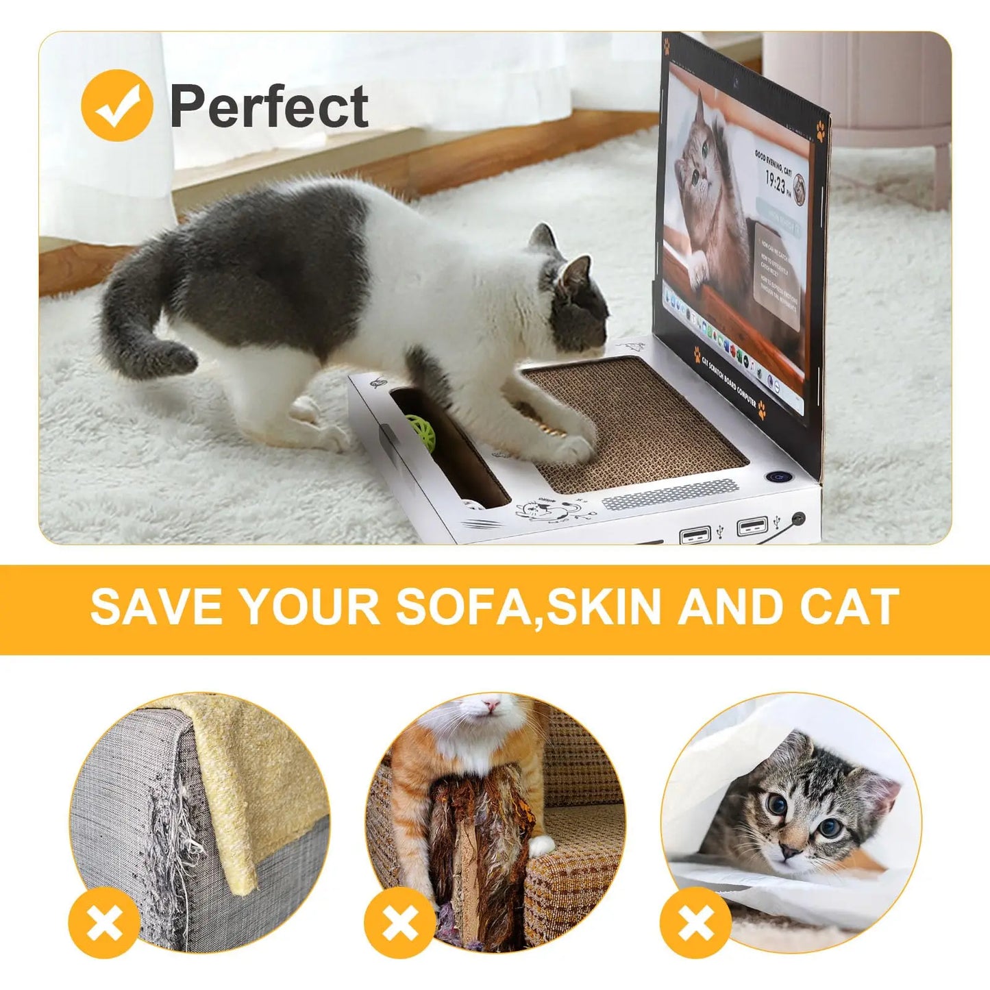 Interactive Laptop Cat Scratcher | 3-in-1 Play & Scratch Toy for Cats