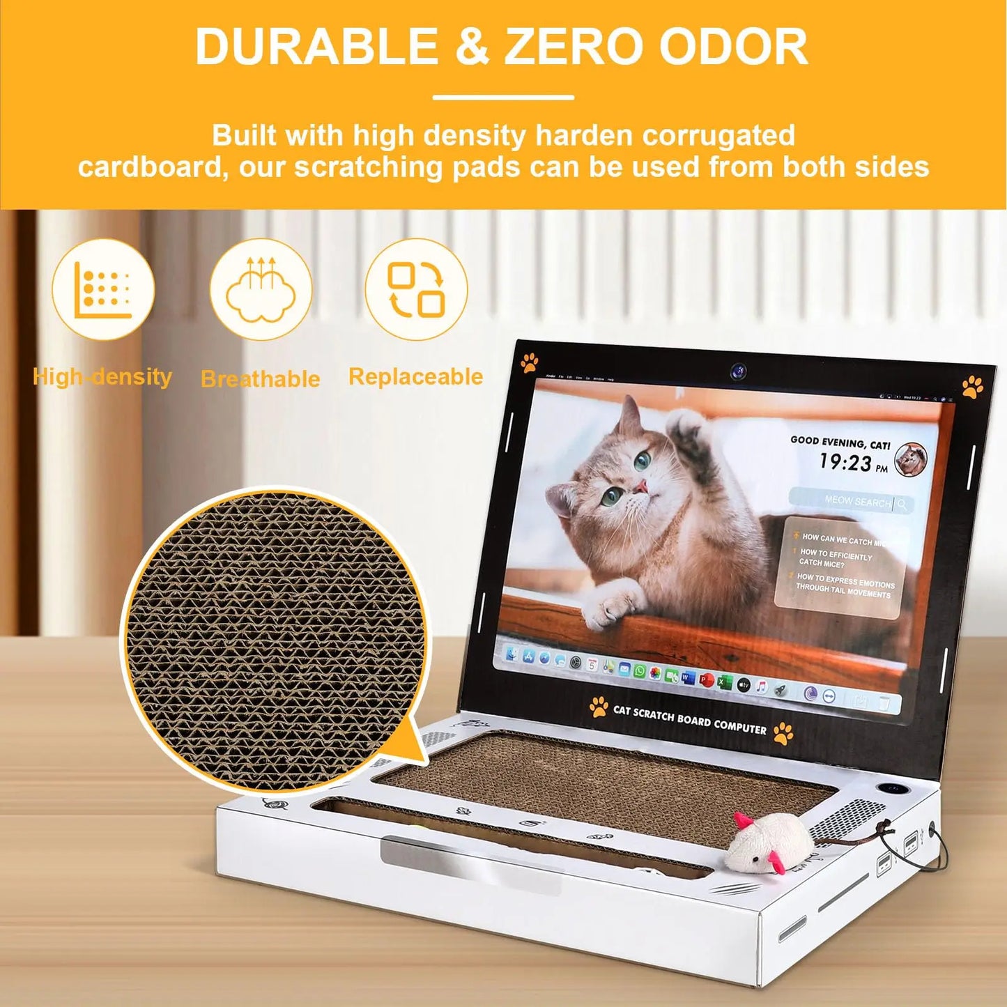 Interactive Laptop Cat Scratcher | 3-in-1 Play & Scratch Toy for Cats