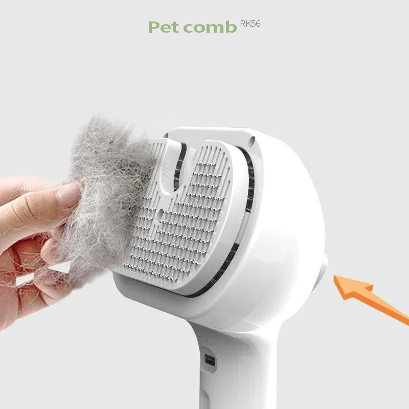 3-in-1 Pet Steam Grooming Comb | Hair Removal, Mist Spray &amp; Self-Cleaning Brush