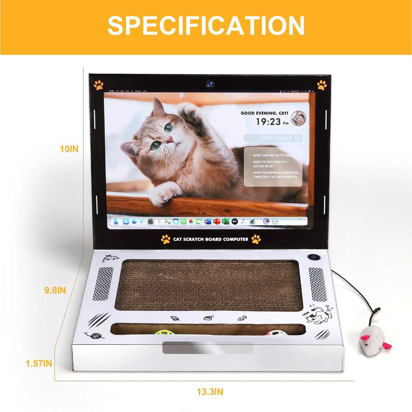 Interactive Laptop Cat Scratcher | 3-in-1 Play & Scratch Toy for Cats